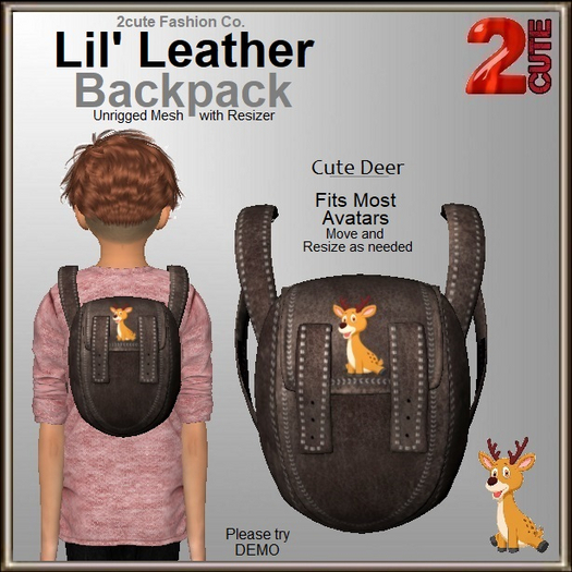 Second Life Marketplace - Lil Leather Backpack [2cute] Deer